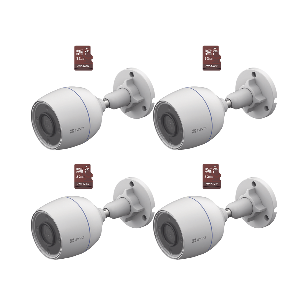 [CS-H3C/KM4] Kit de Camaras WiFi, Incluye 4 Piezas CS-H3C y 4 Piezas HS-TF-E1/32G  / Detección de Movimiento