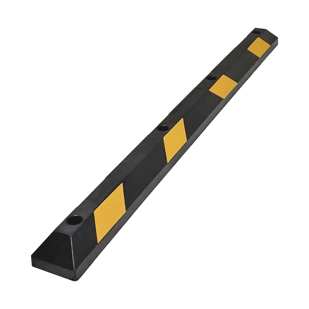 [AC-183TV] Tope Vehicular P / Estacionamiento / 183cm / Color Negro-Amarillo / 8 Franjas Reflejantes.