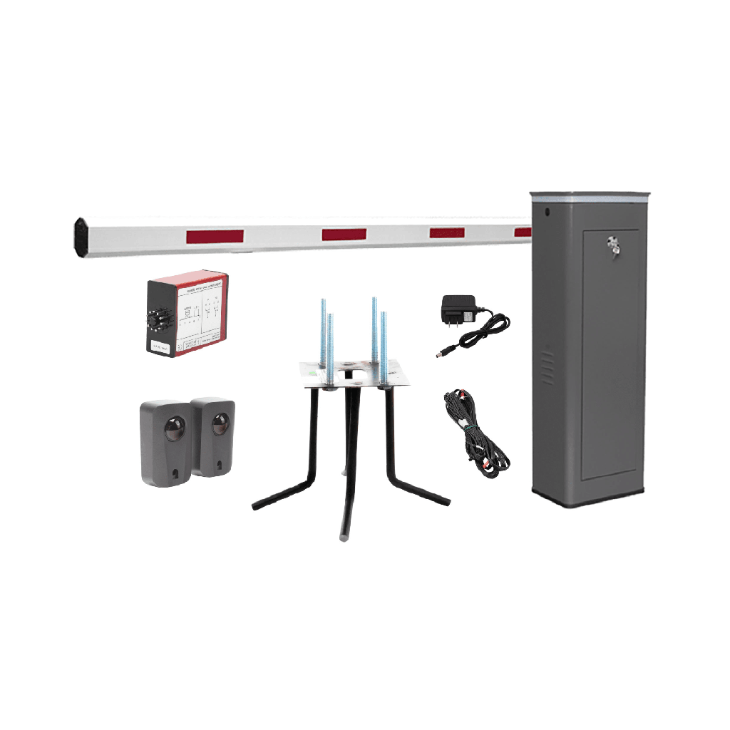 [KIT-XBF-3L] Kit COMPLETO Barrera Izquierda XBF Con Corona LED / Brazo de 3M / Incluye Sensor de Masa, Transformador, Lazo Magnético, Ancla, Fotoceldas y 2 Controles Inalámbricos