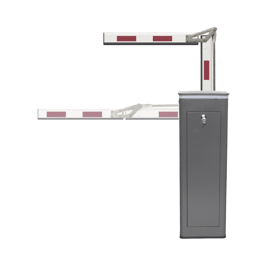 [KT-XBF-LBA3] Kit de Barrera Vehicular Izquierda y Brazo ARTICULADO de 3 Metros / Finales de Carrera Ajustables por Programación / Movimiento Fluido / Diseño Elegante Color Gris / Con Corona Led Semaforizada