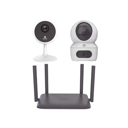[CS-C1CH7C/KR] Kit de cámaras WiFi Para Uso en Interior / Incluye 1 pieza CS-H7C / 1 pieza CS-C1C / 1 Pieza de Router DS-3WR15X / Detección de Movimiento / Audio Bidireccional / 4 Puertos 1000 Mbps / Visión nocturna a color