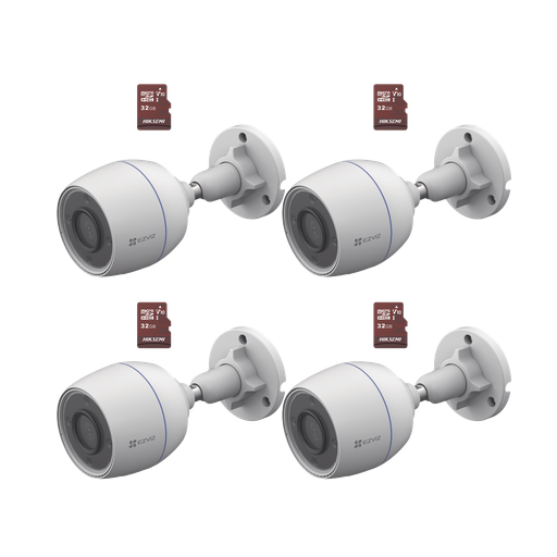 [CS-H3C/KM4] Kit de Camaras WiFi, Incluye 4 Piezas CS-H3C y 4 Piezas HS-TF-E1/32G  / Detección de Movimiento