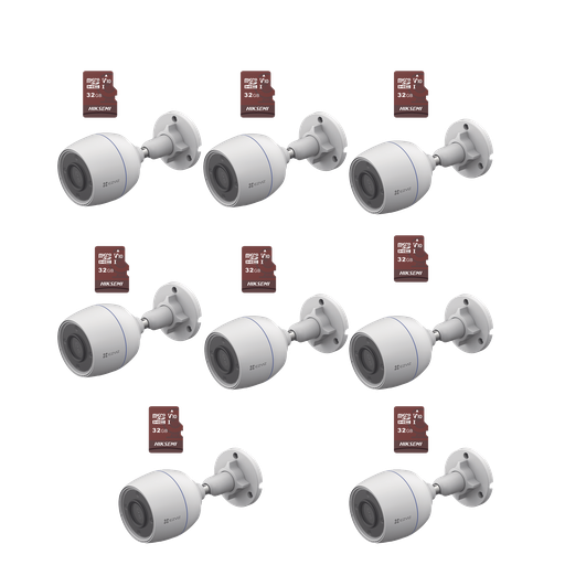 [CS-H3C/KM8] Kit de Camaras WiFi, Incluye 8 Piezas CS-H3C y 8 Piezas HS-TF-E1/32G /  Detección de Movimiento