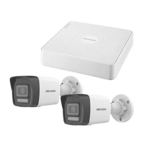 [KIPCSTART] Kit IP 1080p (2 Megapixel) / NVR de 4 Canales con 4 Puertos PoE / 2 Cámaras Bala IP con Microfono Integrado / ColorVu Lite y ACUSENSE Lite