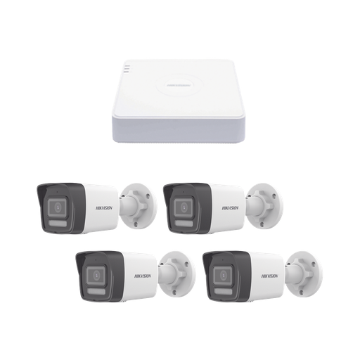 [KIPCV2M/4B] Kit IP 1080p (2 Megapixel) / NVR de 4 Canales con 4 Puertos PoE / 4 Cámaras IP Bala ColorVu Lite y ACUSENSE Lite / Micrófono Integrado
