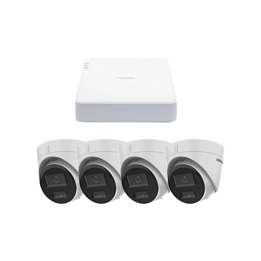[KIPCV2M/4T] Kit IP 1080p (2 Megapixel) / NVR de 4 Canales con 4 Puertos PoE / 4 Cámaras IP Turret con Micrófono Integrado / ColorVu y ACUSENSE Lite
