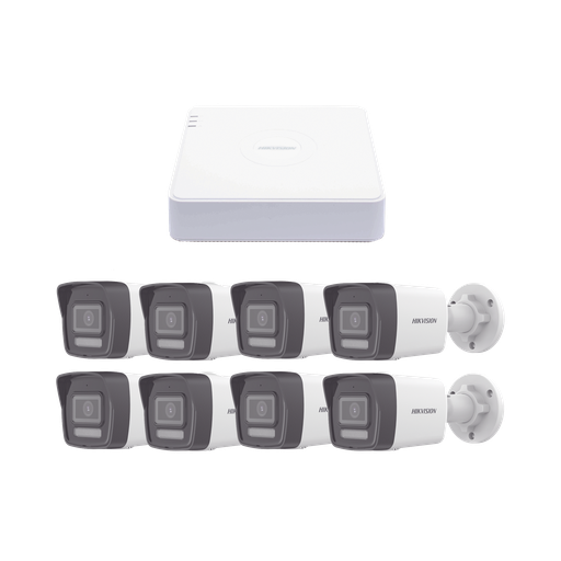 [KIPCV2M/8B] Kit IP 1080p (2 Megapixel) / NVR de 8 Canales con 8 Puertos PoE / 8 Cámaras IP Bala ColorVu Lite y ACUSENSE Lite / Micrófono Integrado