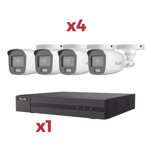 [HL-24B-KIT] [Kit] DVR 4 Canales TurboHD + 1 Canal IP / 2 Megapixel (1080pLite) / AcuSense Lite / Audio por coaxitron / 1 Bahia de disco duro / 4 Cámaras 2 Megapixel tipo Bala / ColorVu Lite + Microfono Integrado