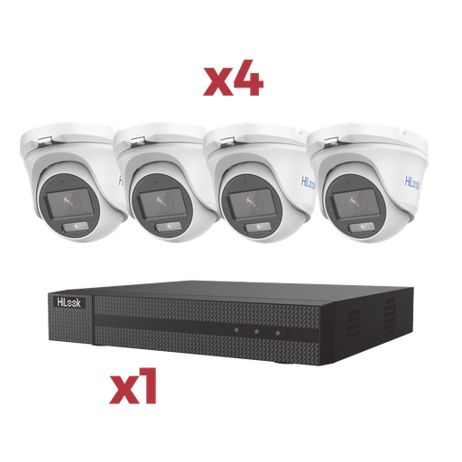 [HL24TKIT] [Kit] DVR 4 Canales TurboHD + 1 Canal IP / 2 Megapixel (1080pLite) / AcuSense Lite / Audio por coaxitron / 1 Bahia de disco duro / 4 Cámaras Metalicas / 2 Megapixel tipo turret / ColorVu Lite + Microfono Integrado