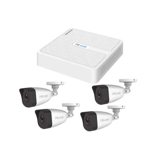 [KIP4MP/4B] Kit IP 4 Megapixel / NVR de 4 Canales con 4 Puertos PoE / 4 Cámaras IP con Micrófono Integrado / Bala para Exterior