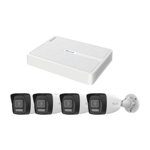 [KIPH4B4MP/A] Kit IP 2 Megapixel / NVR de 8 Canales con 8 Puertos PoE / 4 Cámaras IP Bala para Exterior / Micrófono Integrado