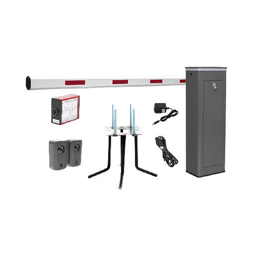 [KIT-XBF-3L] Kit COMPLETO Barrera Izquierda XBF Con Corona LED / Brazo de 3M / Incluye Sensor de Masa, Transformador, Lazo Magnético, Ancla, Fotoceldas y 2 Controles Inalámbricos