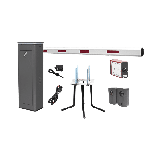 [KIT-XBF-3R] Kit COMPLETO Barrera Derecha XBF Con Corona LED / Brazo de 3M / Incluye Sensor de Masa, Transformador, Lazo Magnético, Ancla, Fotoceldas y 2 Controles Inalámbricos