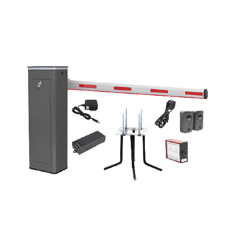 [KIT-XBF-3R-LED] Kit COMPLETO Barrera Derecha XBF Con Corona LED / Brazo Iluminado de 3M / Incluye Sensor de Masa, Transformador, Lazo Magnético, Ancla, Fotoceldas y 2 Controles Inalámbricos